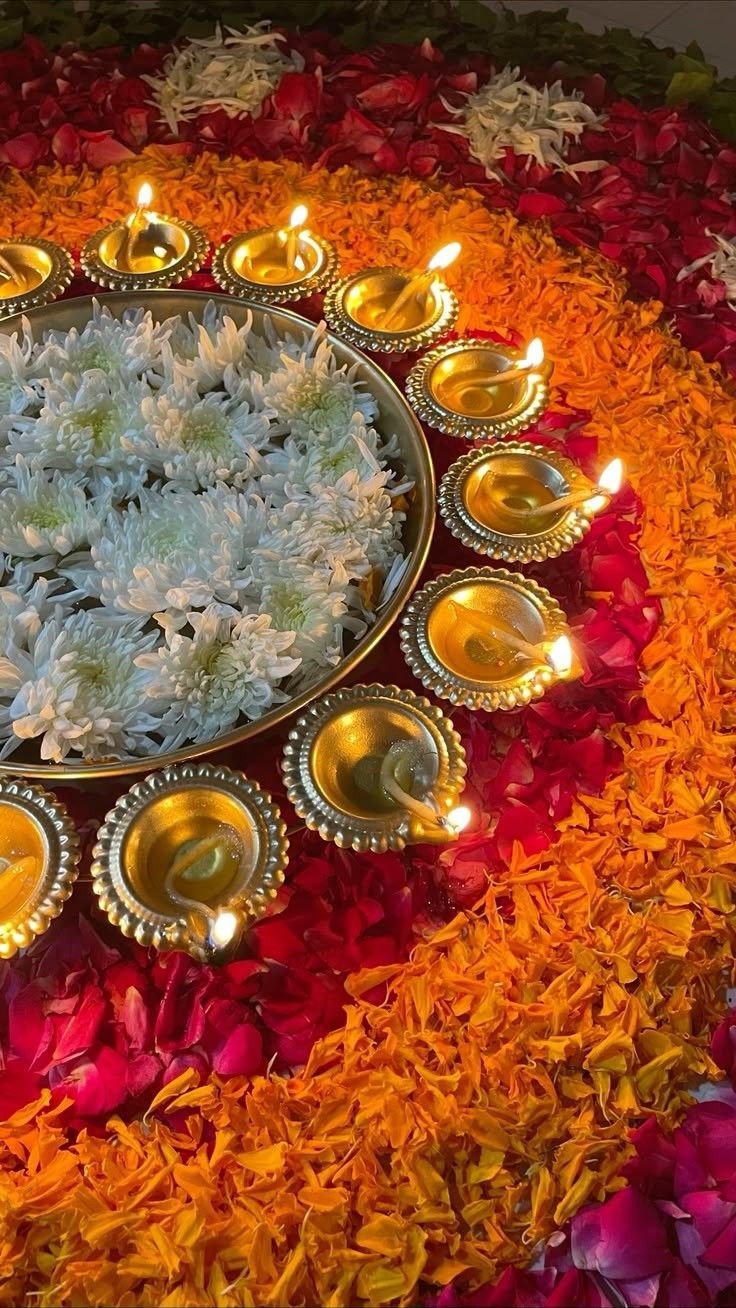 Diwali Diya( 7 Lamps) with flower area